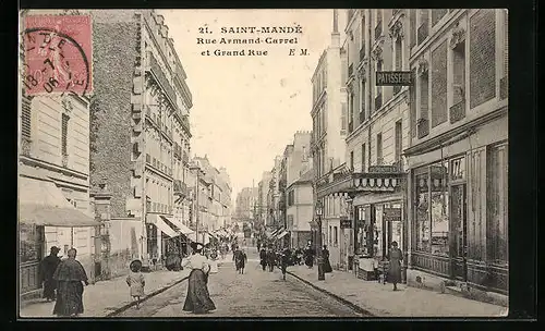 AK Saint-Mandé, Rue Armand-Carrel et Grand rue, Strassenpartien