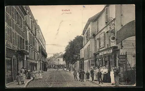 AK Créteil, La Grande Rue, au dessus de la Mairie