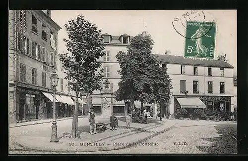 AK Gentilly, Place de la Fontaine