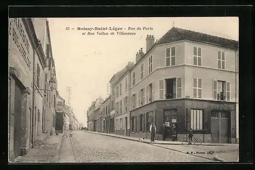 AK Boissy-Saint-Léger, Rue de Paris et Rue Vallon de Villeneuve