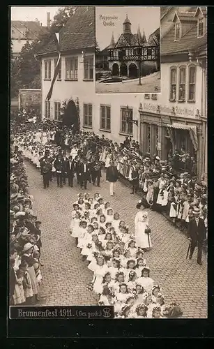 Foto-AK Mühlhausen i. Thür., Poppenroder Brunnenfest 1911, Festzug, Popperoder Quelle