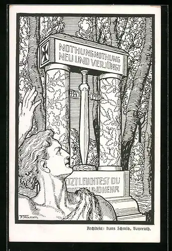 Künstler-AK Bayreuth, Kriegswahrzeichen 1916, Nagelung /Nothung