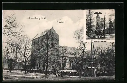 AK Löwenberg i. M., Kirche, Kriegerdenkmal