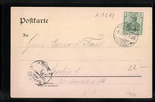 Lithographie Werder /Havel, Restaurant Bismarckhöhe, Uferpartie, Teilansicht