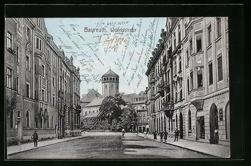 AK Bayreuth, Wölfelstrasse mit Passanten