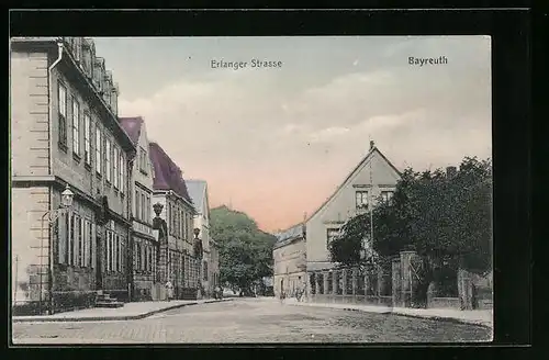 AK Bayreuth, Erlanger Strasse mit Anwohnern