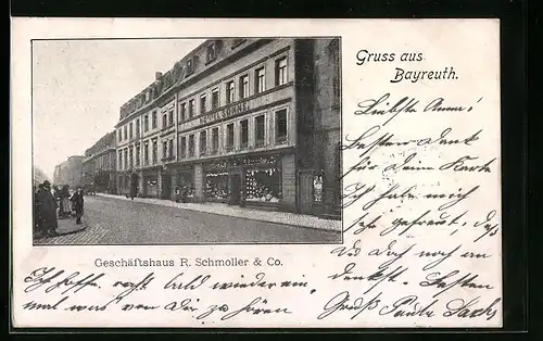 AK Bayreuth i. B., Geschäftshaus R. Schmoller & Co. mit Hotel Sonne