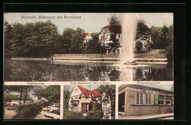 AK Bayreuth, Röhrensee mit Restaurant, Gartenanlage, Villa Röhrensee Nr