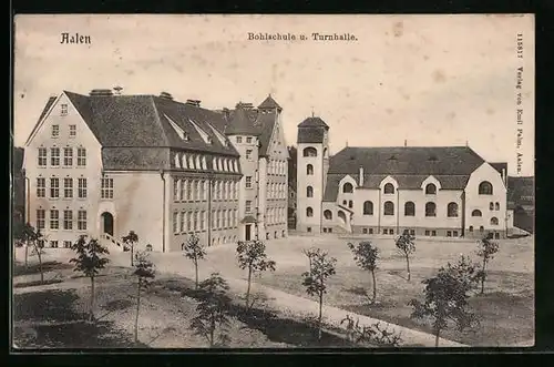 AK Aalen, Bohlschule und Turnhalle aus der Vogelschau