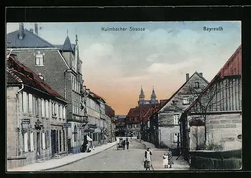 AK Bayreuth, Kulmbacher Strasse mit Geschäften