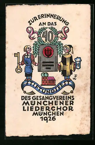 AK München, 40. Stiftungsfest des Gesangvereins Münchener Liederchor 1926