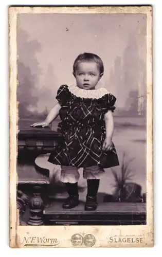 Fotografie N. F. Worm, Slagelse, Nyport No. 238, Hübsches Kleinkind im Kleidchen