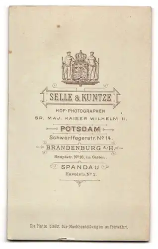 Fotografie Selle & Kuntze, Potsdam, Schwertfegerstrasse 14, Finster schauende Frau mit seltsamer Hochsteckfrisur