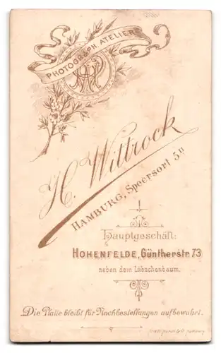 Fotografie H. Wittrock, Hamburg, Speersort 5, Junge Dame im hübschen Kleid