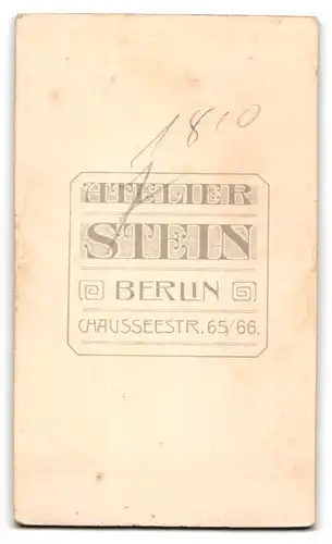 Fotografie Wilhelm Stein, Berlin, Chausseestrasse 65 /66, Hübsche, junge Dame im verzierten Kleid