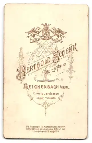 Fotografie B. Schenk, Reichenbach, Breslauerstrasse, Bürgerlicher Herr mit pomadisiertem Haar