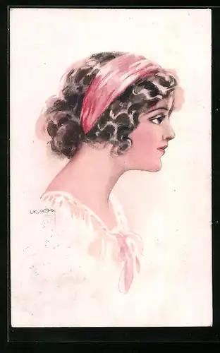 Künstler-AK Luis Usabal: Junge Dame mit Haarband