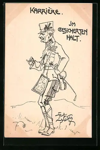 Künstler-AK Rud. Kristen: Karriere, Im gesicherten Halt, Soldat in Uniform