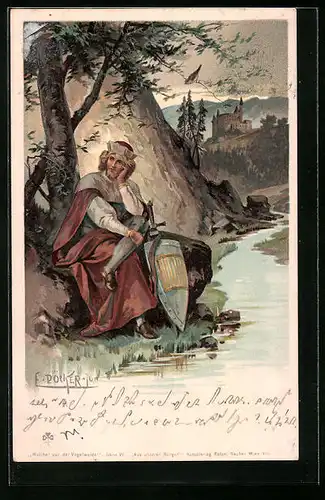 Künstler-AK E. Döcker: Nachdenklicher Königssohn am Bach