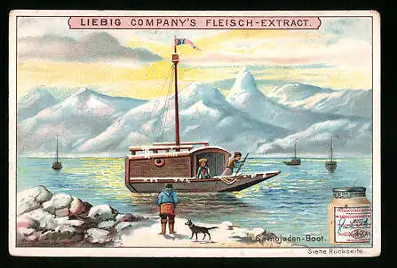 Sammelbild Liebig, Samojeden-Boot, Arktis