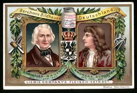 Sammelbild Liebig, Berühmte Bildhauer, Deutschland, Schlüter, Rauch