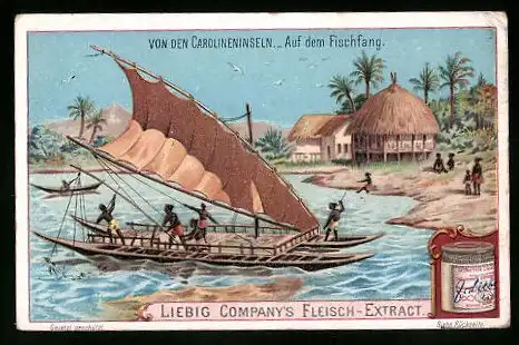 Sammelbild Liebig, Von den Carolineninseln, Fischfang