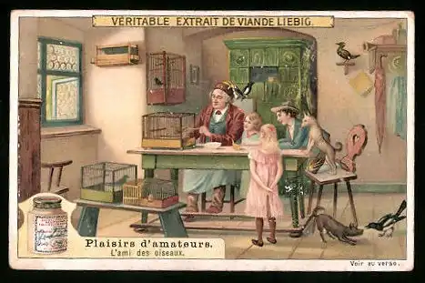 Sammelbild Liebig, Plaisirs d`amateurs, L`ami des oiseaux