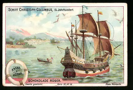 Sammelbild Schokolade Rüger, Schiff Christoph-Clumbus