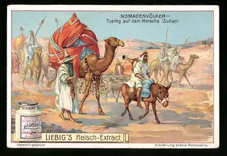 Sammelbild Liebig, Nomadenvölker, Tuareg auf dem Marsche