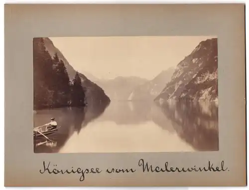Fotografie unbekannter Fotograf, Ansicht Königssee, Panorama vom Malerwinkel aus gesehen