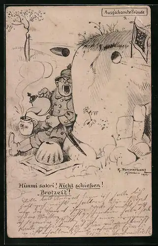 Künstler-AK Karl Pommerhanz: Ausgeschamte Feinde