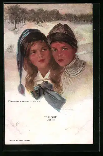 Künstler-AK Philip Boileau: Liebelei, Erste, grosse Liebe zweier Heranwachsener