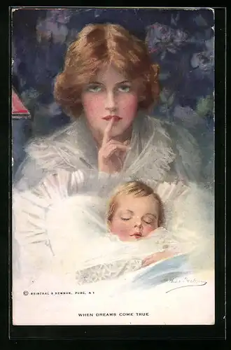 Künstler-AK Philip Boileau: When dreams come true, Mutter mit schlafendem Kleinkind
