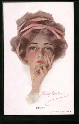 Künstler-AK Philip Boileau: Question, Schönheit mit verführerischem Gesichtsausdruck