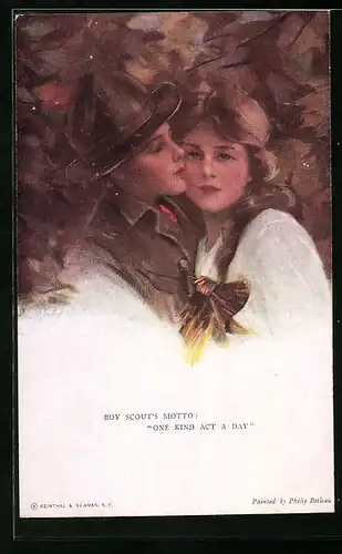 Künstler-AK Philip Boileau: Boy scout`s Motto: One kind act a day