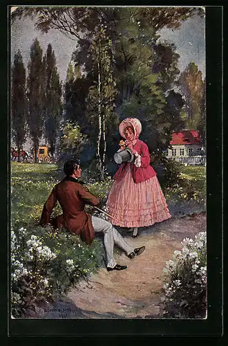 Künstler-AK R. Borrmeister: Zweisamkeit im Frühling