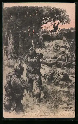 Künstler-AK Anton Hoffmann - München: Soldaten an der Front