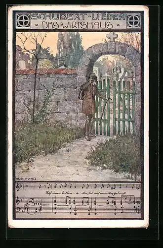 Künstler-AK Ernst Kutzer: Schubert-Lieder Das Wirtshaus