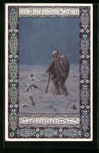 Künstler-AK Ernst Kutzer: Verloren - Einsamer Soldat auf Schlachtfeld