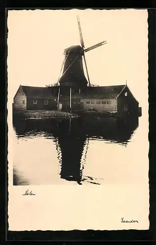 AK Zaandam, Molen, Sicht auf die Windmühle