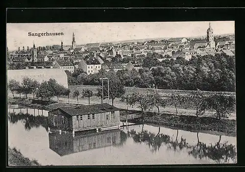 AK Sangerhausen, Totalansicht vom Wasser