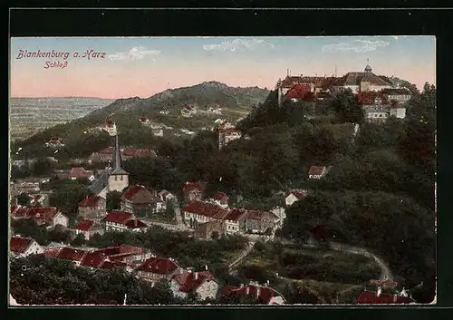 AK Blankenburg a. Harz, Schloss aus der Vogelschau