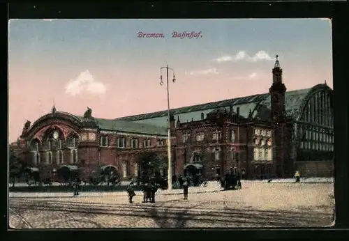 AK Bremen, Kutschen am Bahnhof