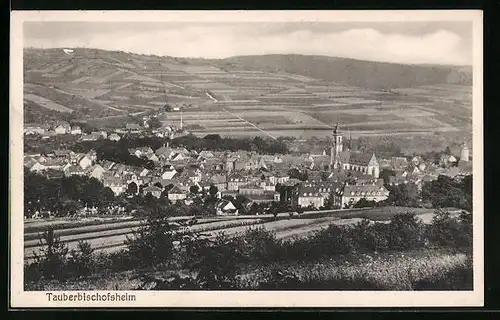 AK Tauberbischofsheim, Totalansicht mit Kirche