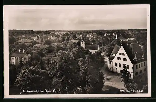 AK Grünwald im Isartal, Ortsansicht mit Kirche