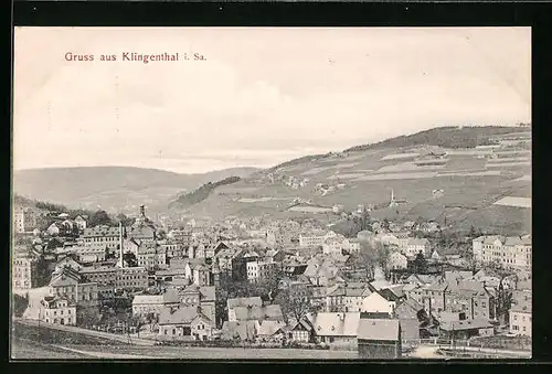 AK Klingenthal i. S., Ortsansicht aus der Vogelschau