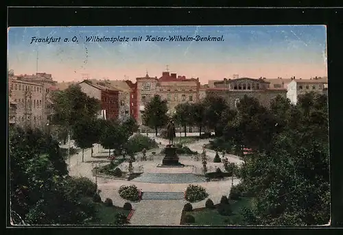 AK Frankfurt a. O., Wilhelmsplatz mit Kaiser-Wilhelm-Denkmal