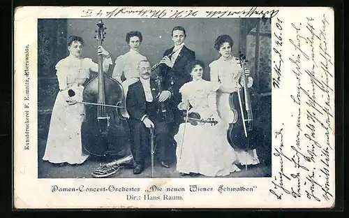 AK Damen-Concert-Orchester Die neuen Wiener Schwalben, Dir. Hans Raum