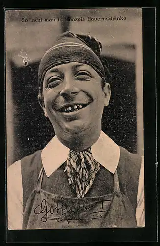 AK Komiker Gottlieb I. in Bauernschänke