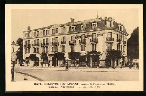 AK Verdun, Hotel Bellevue, Avenue de Douaumont